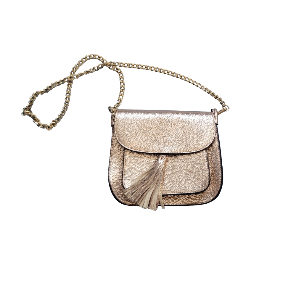 Elegant Gold Chain Strap Bag By Cuir Rose Good Condition